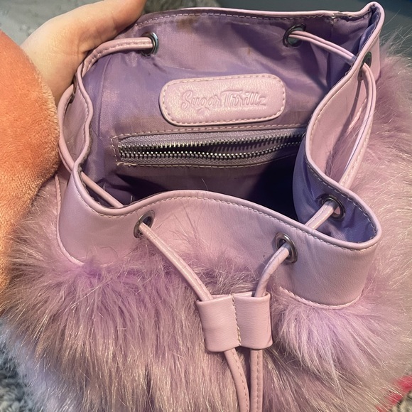 Sugar Thrillz Purple Fuzzy Heart Bag - Picture 3 of 3